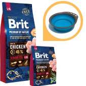 Суха храна за кучета BRIT PREMIUM SENIOR L/XL BY NATURE [ НОВА, ПОДОБРЕНА ФОРМУЛА ] с 45% прясно пилешко месо 15кг + подарък сгъваема купа